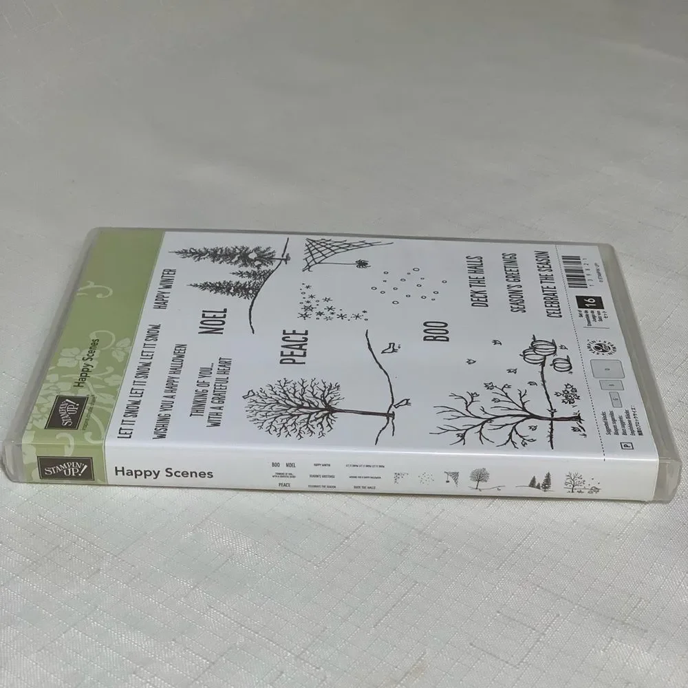 NWOT Stampin up Happy Scenes Set 16 Winter Seasons Tree Halloween Christmas Card